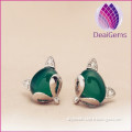 925 fashion silver earring open peach flower shape inside green agate c stud earring sold by pairs